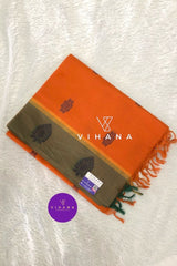 Rust Orange Pure Handloom Soft Cotton Saree
