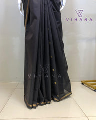 Maheswari Cotton Silk  Saree Black Color