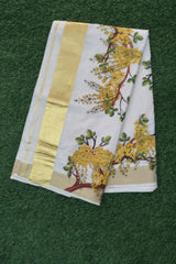 Kerala Handloom Kanikkonna Printed Set Saree