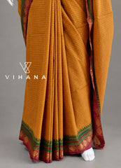 Pure Chettinad Cotton Check Zari Border Saree-VS516