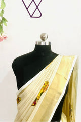 Kerala Golden Tissue set saree Sunflower Print