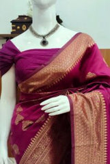 Rich Magenta Semi Banarasi Silk Saree
