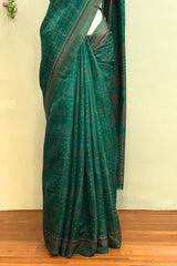Peacock Green Cotton Silk Blend Saree