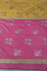 Yellow Banarasi Katan Silk Saree