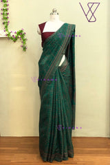 Peacock Green Cotton Silk Blend Saree