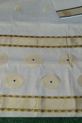Premium Tissue Set saree with Golden Zari Borders and Paisley Motifs