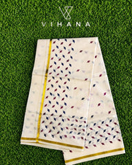 Kerala Set Saree with Jasmine Bud Design