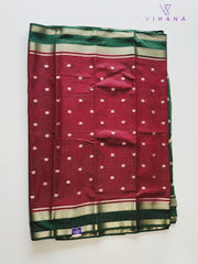 Viscose Georgette Banarasi Check Maroon Color-VS528