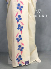 Kerala Set Mundu Off White Color Floral Print-VS384