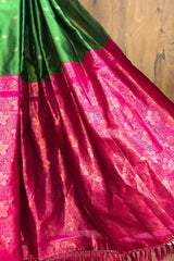 Olive Green Soft Semi Silk Saree