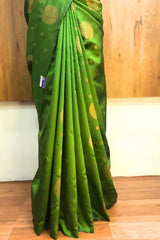 Olive Green Soft Semi Silk Saree