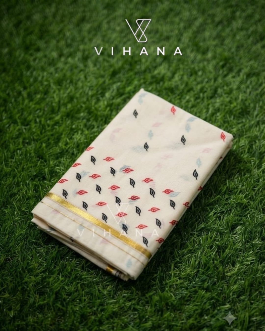 Kerala Set Saree with Jasmine Bud Design