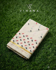 Kerala Set Saree with Jasmine Bud Design