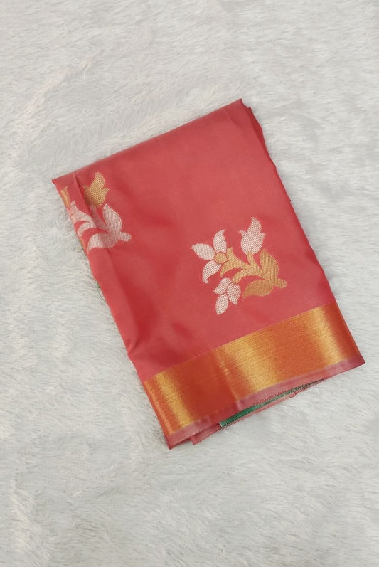 Dusty Red Banarasi Katan Silk
