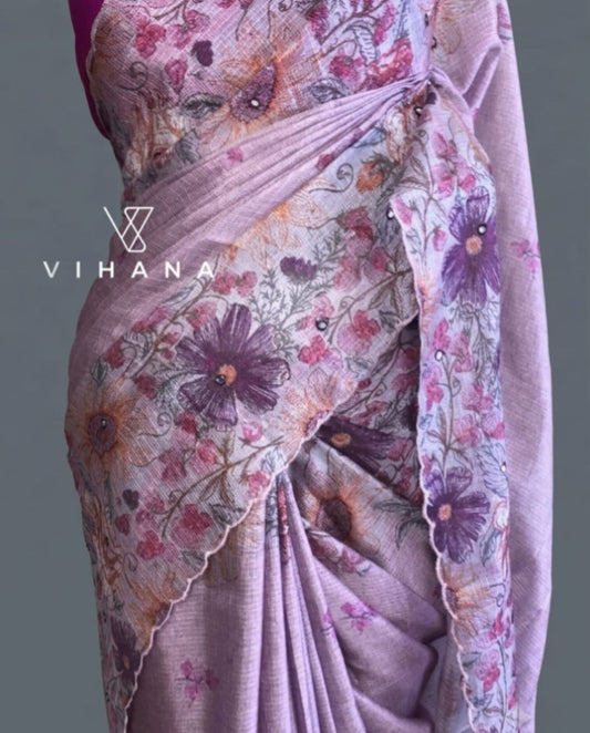 Kota net Cotton Lavender Color Saree– VS522