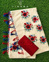 Kerala Set Saree with Floral Print