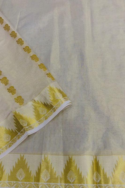 Premium Tissue Set Saree with Temple Border