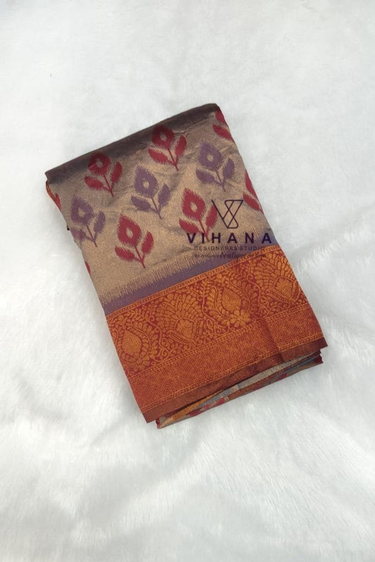 Grey Kanjipuram Silk Saree