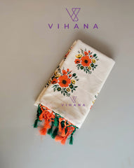 Kerala Set Saree with Floral Print Design