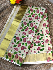 Golden Tissue Kerala Set Saree - VS403