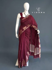 Tussar Silk Saree Paisley Motif-VS517