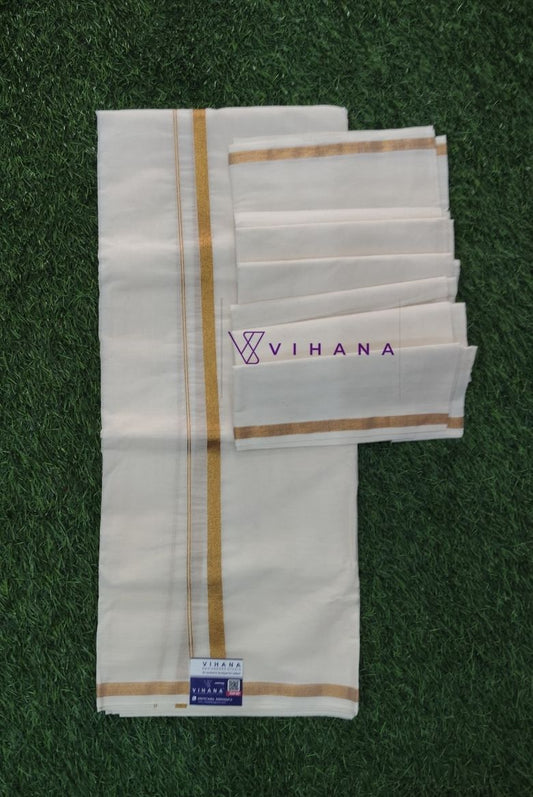 Kerala Cotton Set Mundu with Golden Border