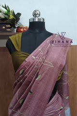 Kota munga embroidery silk saree