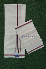 Kerala Cotton Set Mundu with Maroon Kara