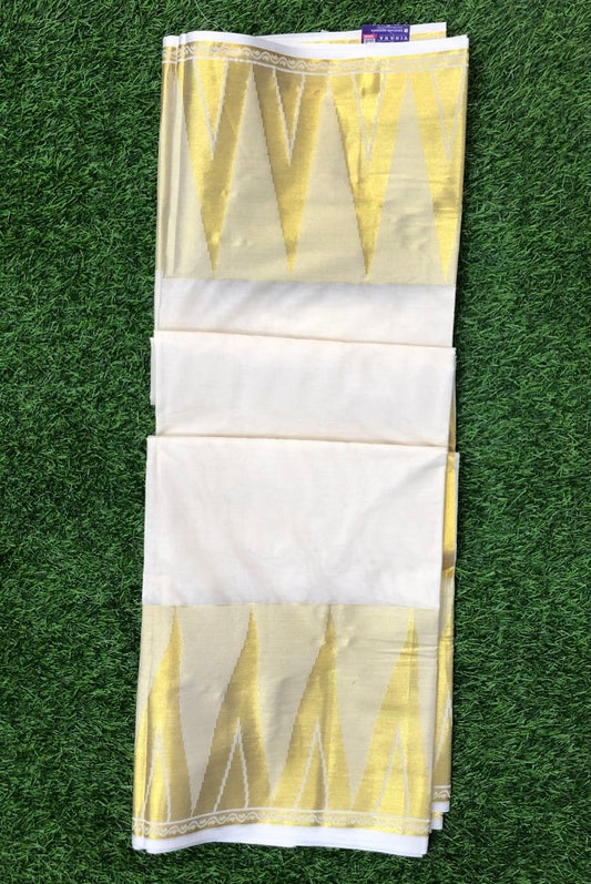 Premium Cotton Set Saree with Gold Zari Temple Border Designs