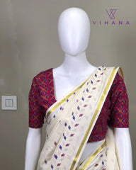Kerala Set Saree with Jasmine Bud Design