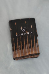 Greyish Black Cotton Linen Saree