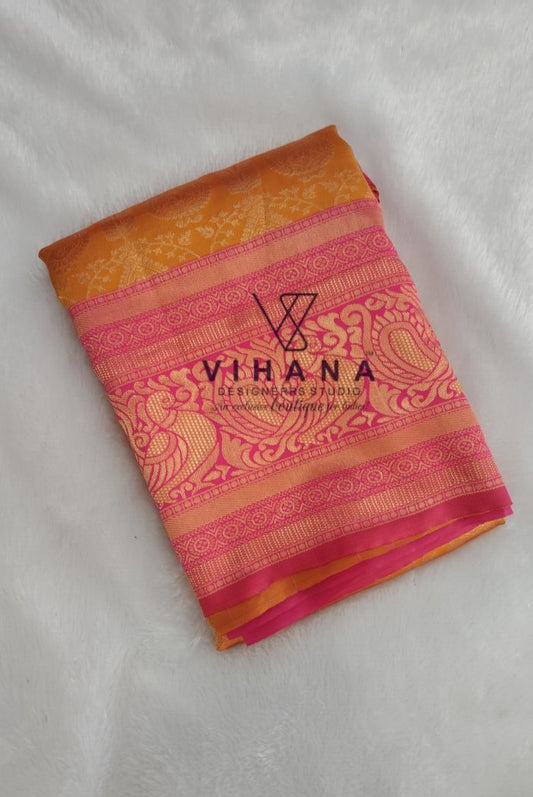 Yellow Soft Semi Silk Saree