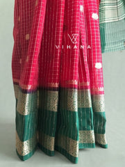 Viscose Georgette Banarasi Check Maroon Color-VS528