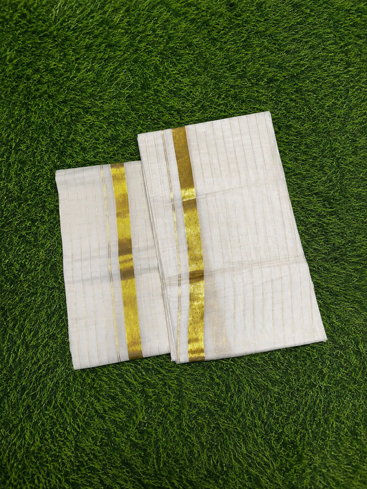 Kerala Cotton Off White Color Single Set Mundu -VS496