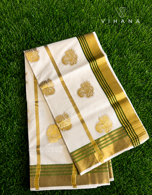 Kerala Set Saree with Blouse-VS373