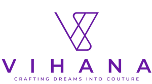 Purple logo of Vihana with tagline 'Crafting Dreams into Couture' on a white background