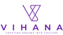 Purple logo of Vihana with tagline 'Crafting Dreams into Couture' on a white background