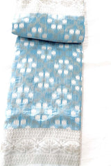 Light Blue Cotton ethnic motifs woven design woven Saree with Blouse piece