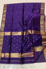 Rich Violet Maheshwari Silk Cotton Saree with Running Blouse Piece ✨ Inspired by the timeless grace of Nayanthara