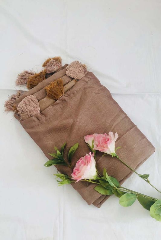 Vichitra Silk Saree with Unstitched blouse piece (Color-Apricot )