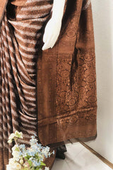 Brown color Kanjeevaram Art Silk Saree with leheriya print. Including Unstiched Blouse piece