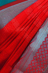 Brick Red Banarasi Silk Saree with Unstitched Blouse piece