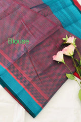 Brick Red Banarasi Silk Saree with Unstitched Blouse piece
