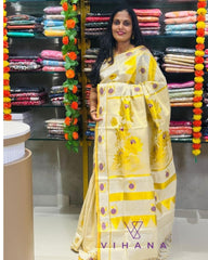 Premium Tissue Set Saree with Peacock Border-VS242