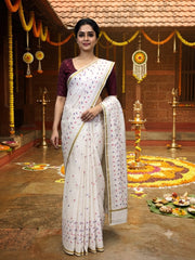 Kerala Set Saree with Jasmine Bud Design-VS356