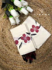 Kerala Set Mundu Off White Color Floral Print-VS477