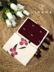 Kerala Set Mundu Off White Color Floral Print-VS477