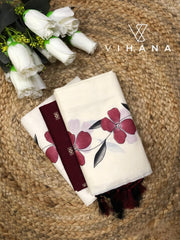 Kerala Set Mundu Off White Color Floral Print-VS477