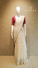 Kerala Set Saree with Jasmine Bud Design-VS352