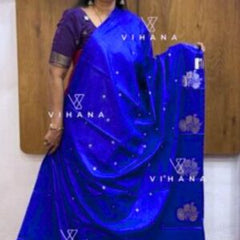 Blue Banarasi Raw Mango Silk Saree